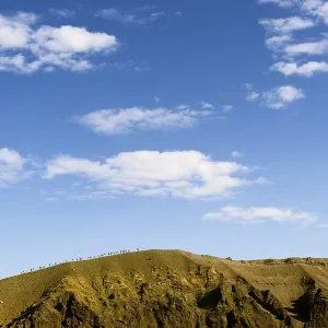 Morning mood with tourists on the summit Mt