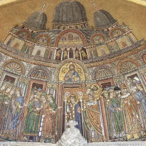 Mosaic in St. Mark Cathedral facade in Venice