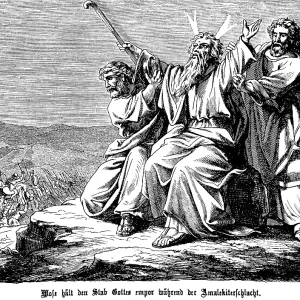 Moses Holds Up the Staff of God Print 1877