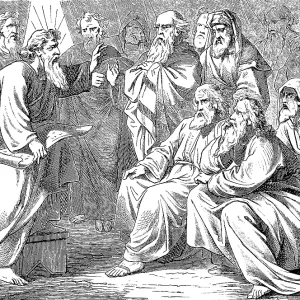 Moses Reads the Book of the Covenant from Mount Sinai Print