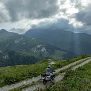 Motorcyclists on a gravel track