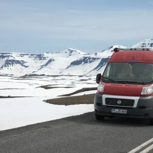 Motorhome, Road 93 between Seydisfjordur and Egilsstadir Motorhome, Road 93 between Seydisfjordur and Egilsstadir