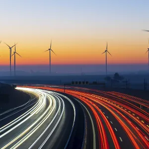 Motorway A8 with wind farm, Baden-Wurttemberg Motorway A8 with wind farm, Baden-Wurttemberg