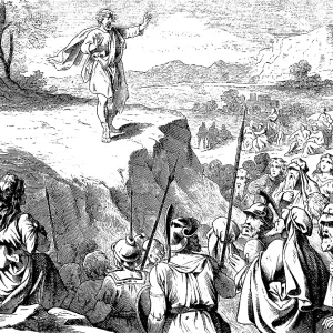 On Mount Grisim, Jotham tells the men of Shechem a fable