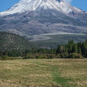 Mount Shasta in northern California with blue sky Mount Shasta in northern California with blue sky
