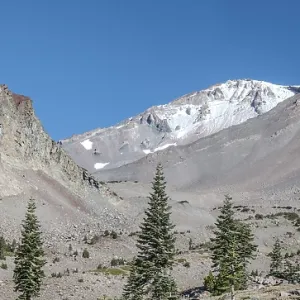 Mount Shasta in northern California with blue sky Mount Shasta in northern California with blue sky