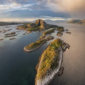 Mount Torghatten with surrounding islands Mount Torghatten with surrounding islands