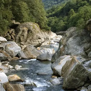The mountain brook Verzasca near Brione in the Verzasca valley