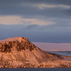Mountain and glacier in the evening light