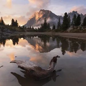 Mountain landscape with reflecting lake (Lago di Limedes)