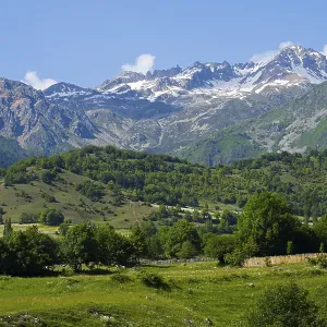 Mountain landscape with snow-capped peaks