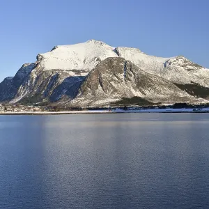 Mountain massif on cold coast, near Ornes Mountain massif on cold coast, near Ornes