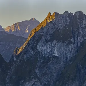 Mountain panorama at sunrise from Nebelhorn