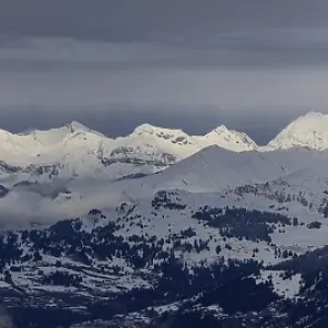 Mountain panorama in winter, in front Davos-Klosters ski area with Gotschna Mountain panorama in winter, in front Davos-Klosters ski area with Gotschna