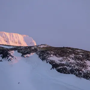 Mountain peaks with snow in the evening light