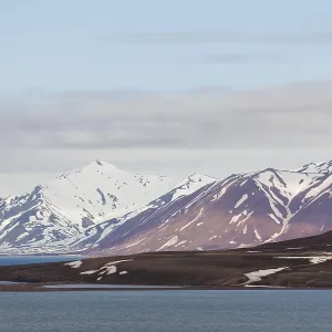 Mountain range, sea, Jotunkjeldene