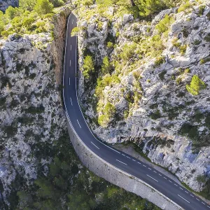Mountain road Ma-2130 at the Coll de Sa Bataia in the Serra de Tramuntana