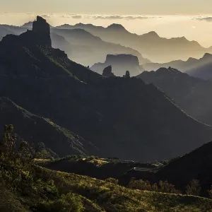 Mountain silhouettes in the back light