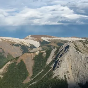 Mountainous landscape with peaks