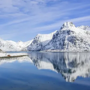 Mountains at Kilan are reflected in Fjord