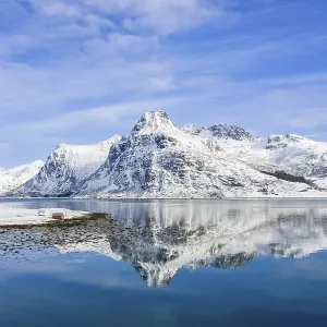 Mountains at Kilan are reflected in Fjord