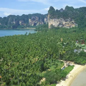 Mountains, sea, beach, view of Railay East from the viewpoint Mountains, sea, beach, view of Railay East from the viewpoint