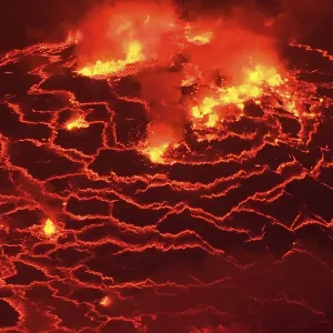 Mouth of the volcano with magma