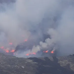 Mouth of the volcano with magma