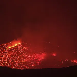 Mouth of the volcano with magma