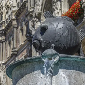 MUNCHEN, GERMANY - JULY 26, 2015: Detail of the Fischbrunnen