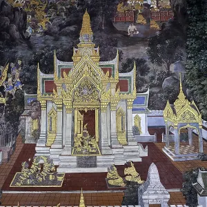 Mural Painting Print, Wat Phra Kaew Temple, Bangkok Mural Painting Print, Wat Phra Kaew Temple, Bangkok