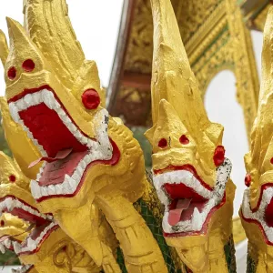 Naga at the steps of Wat Ho Pha Bang temple Naga at the steps of Wat Ho Pha Bang temple