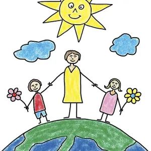 Ilustración ingenua, dibujo de niño. Ilustración ingenua, dibujo de niño.