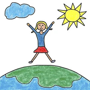 Ilustración ingenua, dibujo infantil. Ilustración ingenua, dibujo infantil.