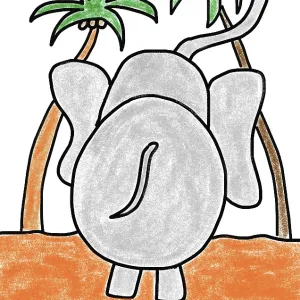 Naive Illustration Print: Children Drawing an Elephant Naive Illustration Print: Children Drawing an Elephant
