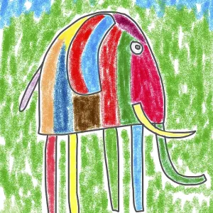 Colorful Elephant Naive Illustration Print Colorful Elephant Naive Illustration Print