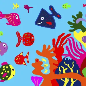 Naive illustration, Children's drawing Naive illustration, Children's drawing