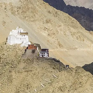 The Namgyal Tsemo Gompa monastery on Tsenmo Hill