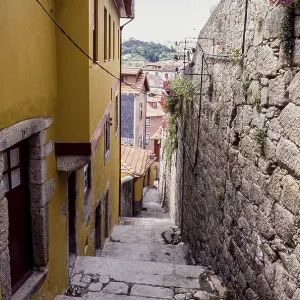 Narrow Alley with Stone Steps in Porto Print