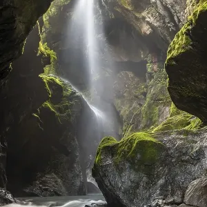 Narrow gorge with waterfall, Wilson Creek