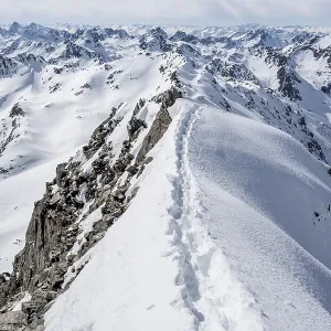 Narrow Mountain Ridge Winter Print, Piz Grialetsch Switzerland Narrow Mountain Ridge Winter Print, Piz Grialetsch Switzerland