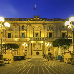 National Library of Malta, illuminated at evening