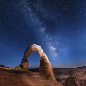 Natural Arch Delicate Arch with Milky Way at night Natural Arch Delicate Arch with Milky Way at night