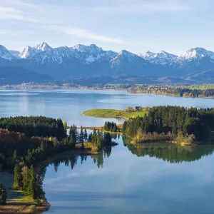 Snow-Covered Mountains Print, Illasbergsee, Bavaria, Germany