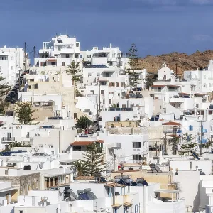 Naxos chora old town white colored village view