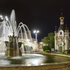 Night scene in the center of Yekaterinburg, Russia