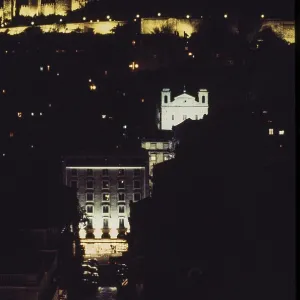 Night View of Lisbon with Castelo de Sao Jorge Print