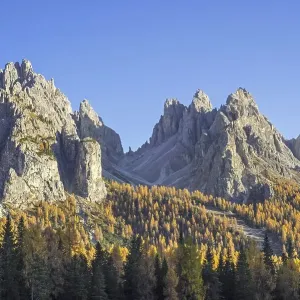 North face of the mountain Cadini di Misurina in autumn