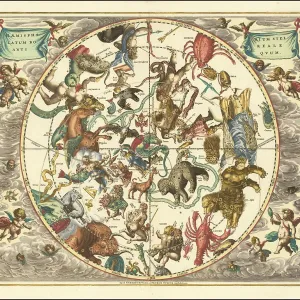 Northern Hemisphere Celestial Map Print (1660)