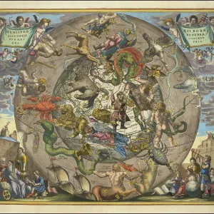 Northern Hemisphere Sky Map Print, 17th Century